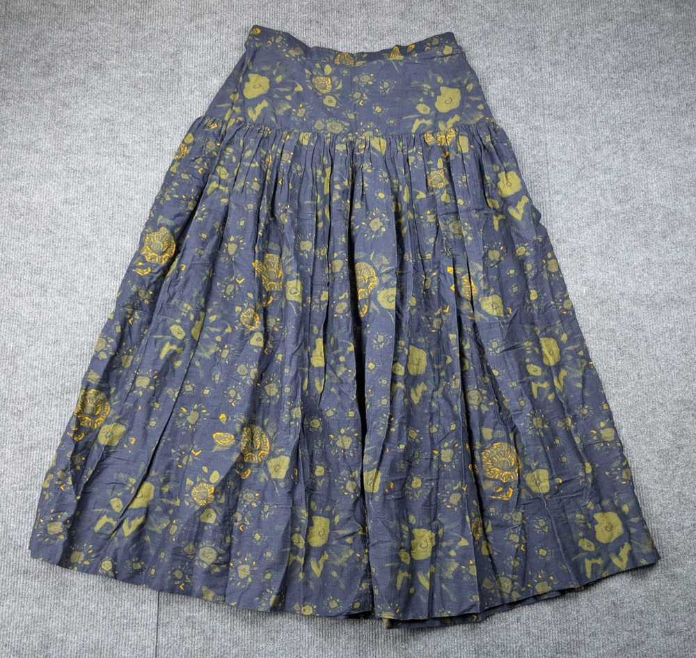 Billy Reid Midi Skirt Womens 4 Cotton Silk Boho Floral Quiet Luxury Cottage Art